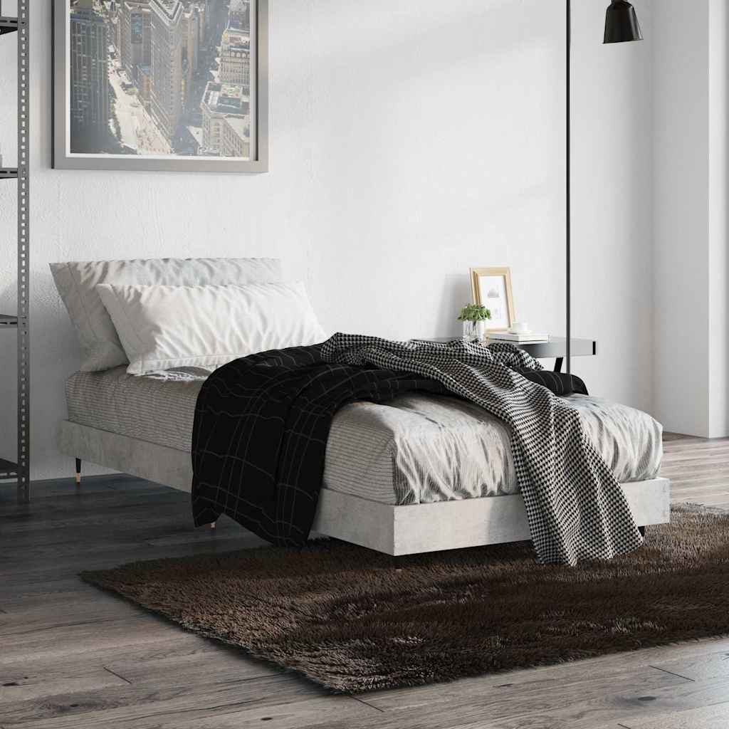 betonszürke szerelt fa ágykeret 75 x 190 cm