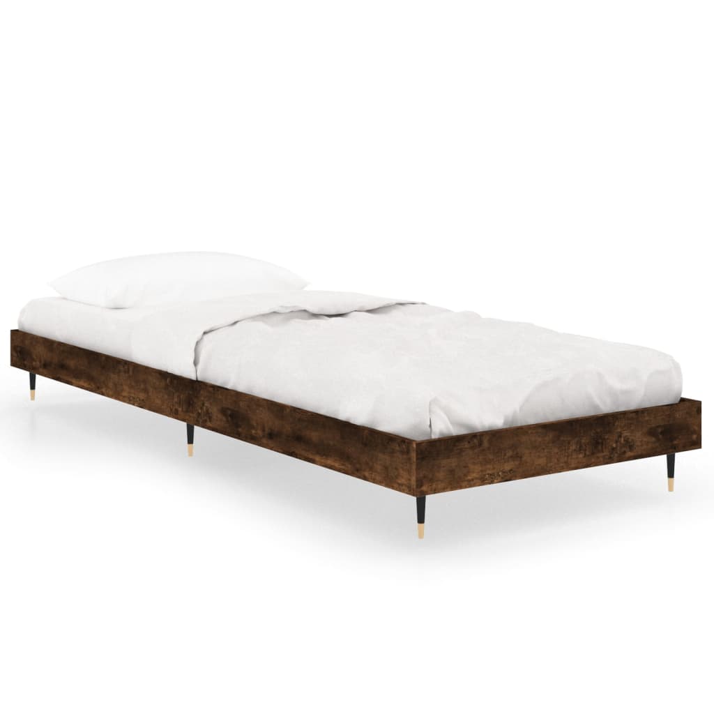 füstös tölgy színű szerelt fa ágykeret matrac nélkül 75x190 cm