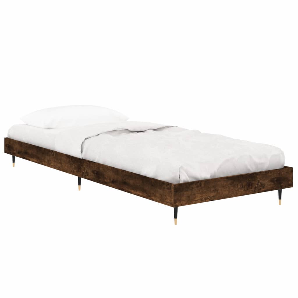 füstös tölgy színű szerelt fa ágykeret matrac nélkül 75x190 cm
