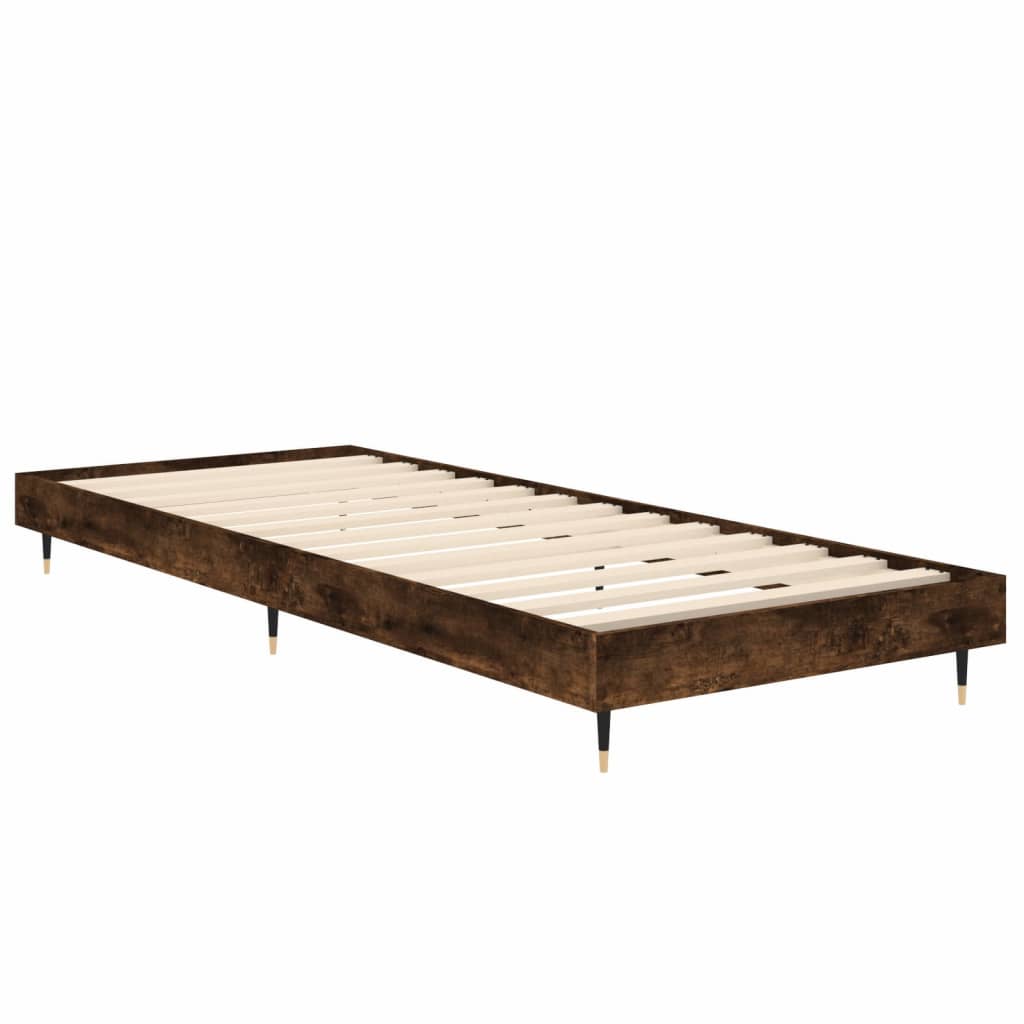 füstös tölgy színű szerelt fa ágykeret matrac nélkül 75x190 cm