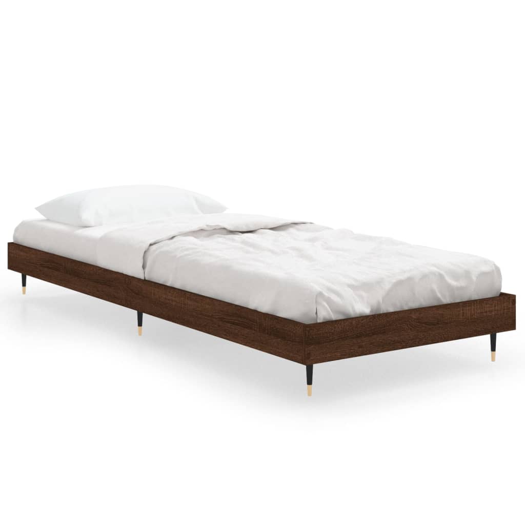 barna tölgy színű szerelt fa ágykeret matrac nélkül 75x190 cm