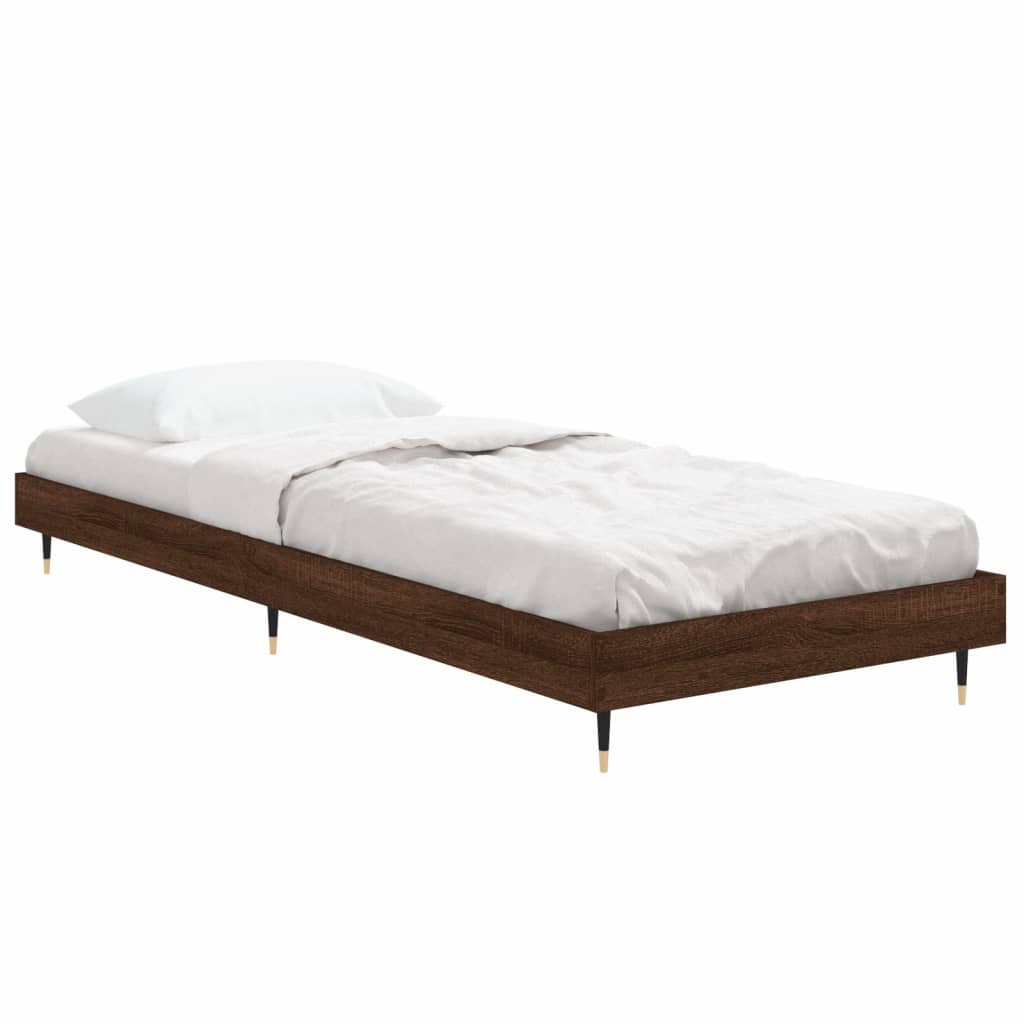 barna tölgy színű szerelt fa ágykeret matrac nélkül 75x190 cm