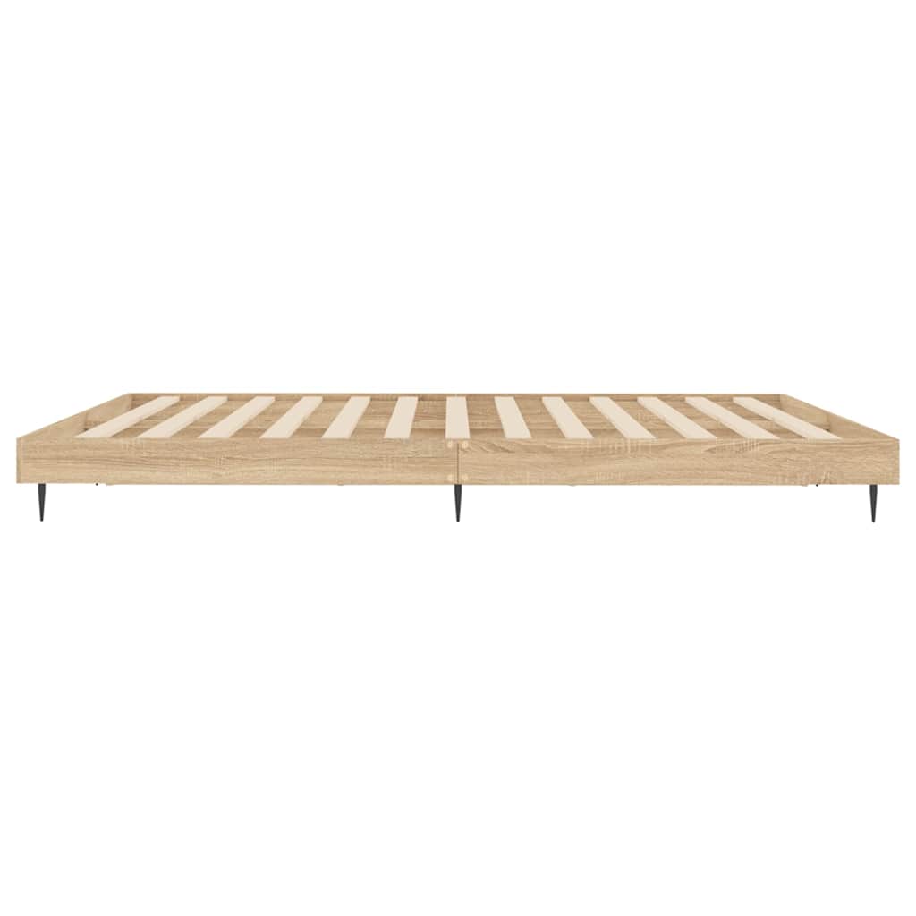 sonoma tölgyszínű szerelt fa ágykeret matrac nélkül 200x200 cm