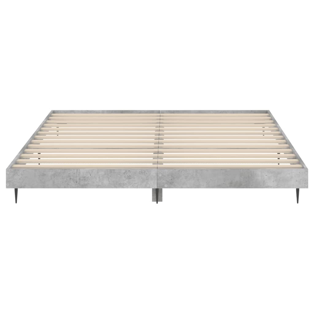betonszürke szerelt fa ágykeret 200 x 200 cm