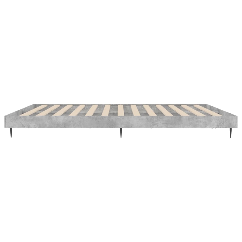 betonszürke szerelt fa ágykeret 200 x 200 cm