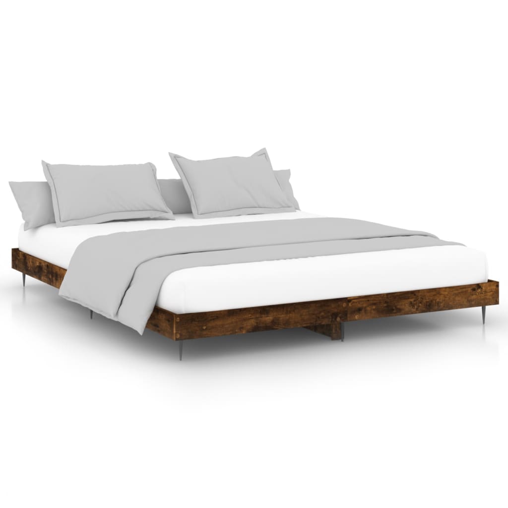 füstös tölgy színű szerelt fa ágykeret matrac nélkül 200x200 cm