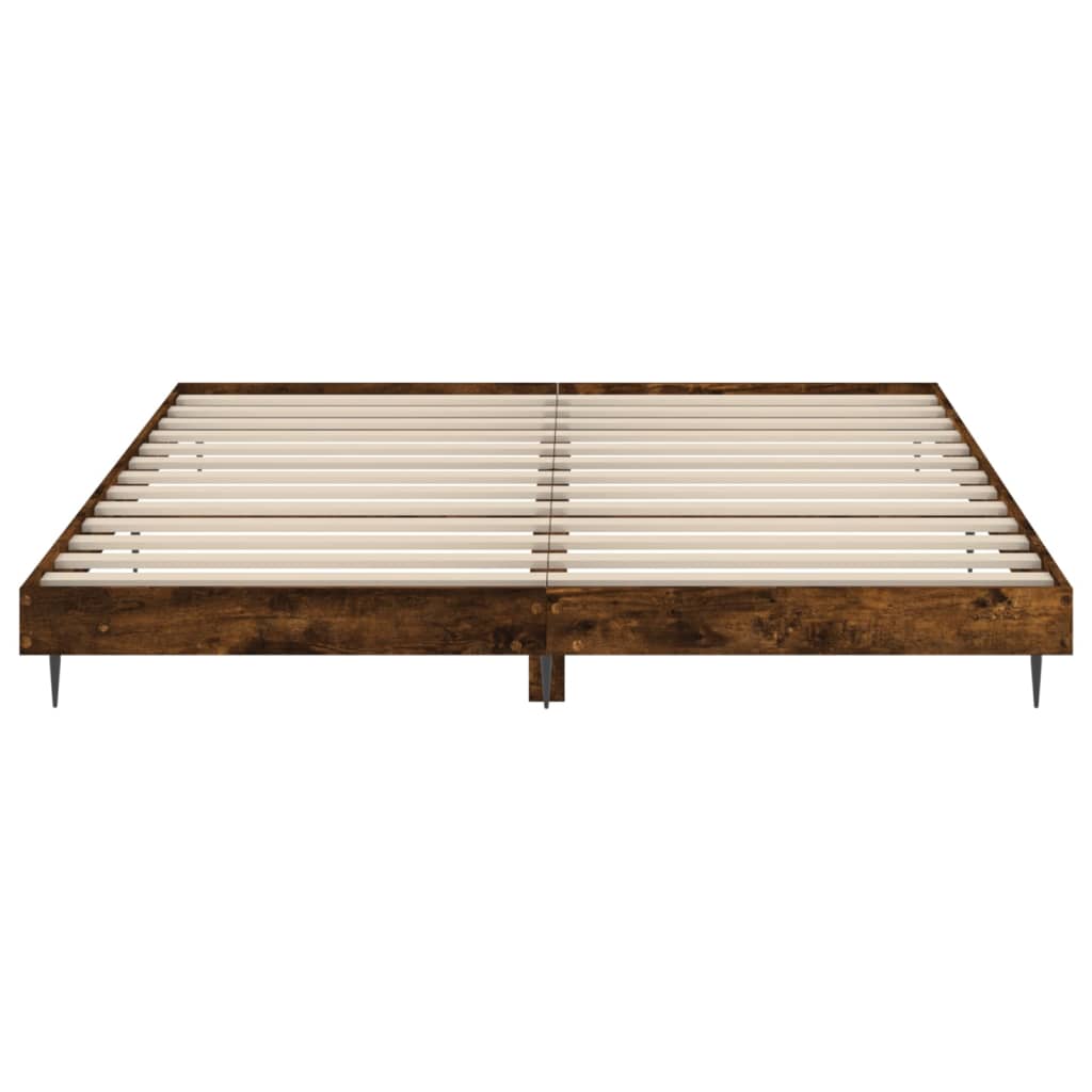 füstös tölgy színű szerelt fa ágykeret matrac nélkül 200x200 cm