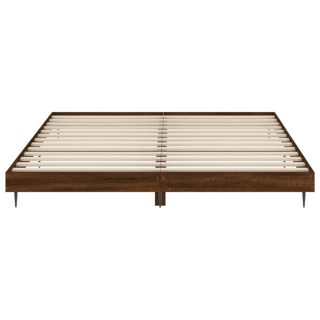 barna tölgy színű szerelt fa ágykeret matrac nélkül 200x200 cm