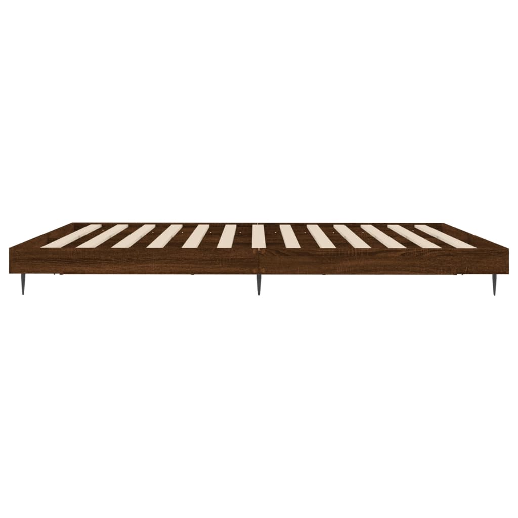 barna tölgy színű szerelt fa ágykeret matrac nélkül 200x200 cm
