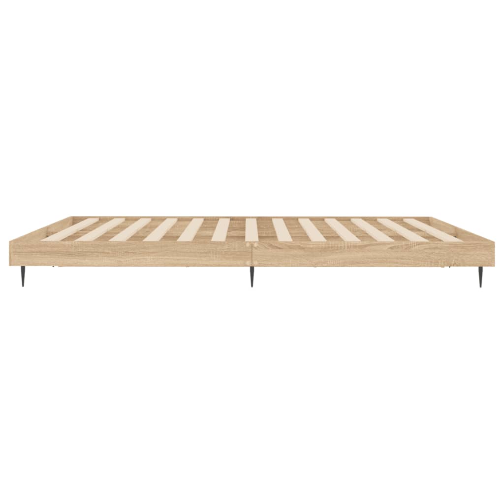 sonoma tölgy színű szerelt fa ágykeret matrac nélkül 180x200 cm