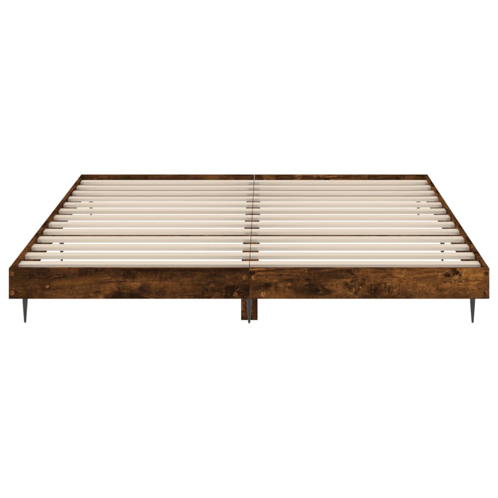 füstös tölgy színű szerelt fa ágykeret matrac nélkül 150x200 cm