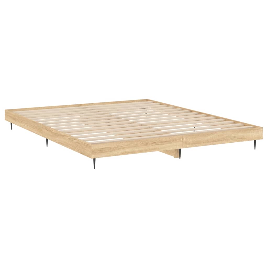 sonoma tölgy színű szerelt fa ágykeret matrac nélkül 120x200 cm