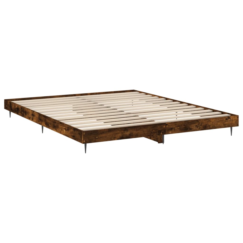 füstös tölgy színű szerelt fa ágykeret matrac nélkül 120x200 cm