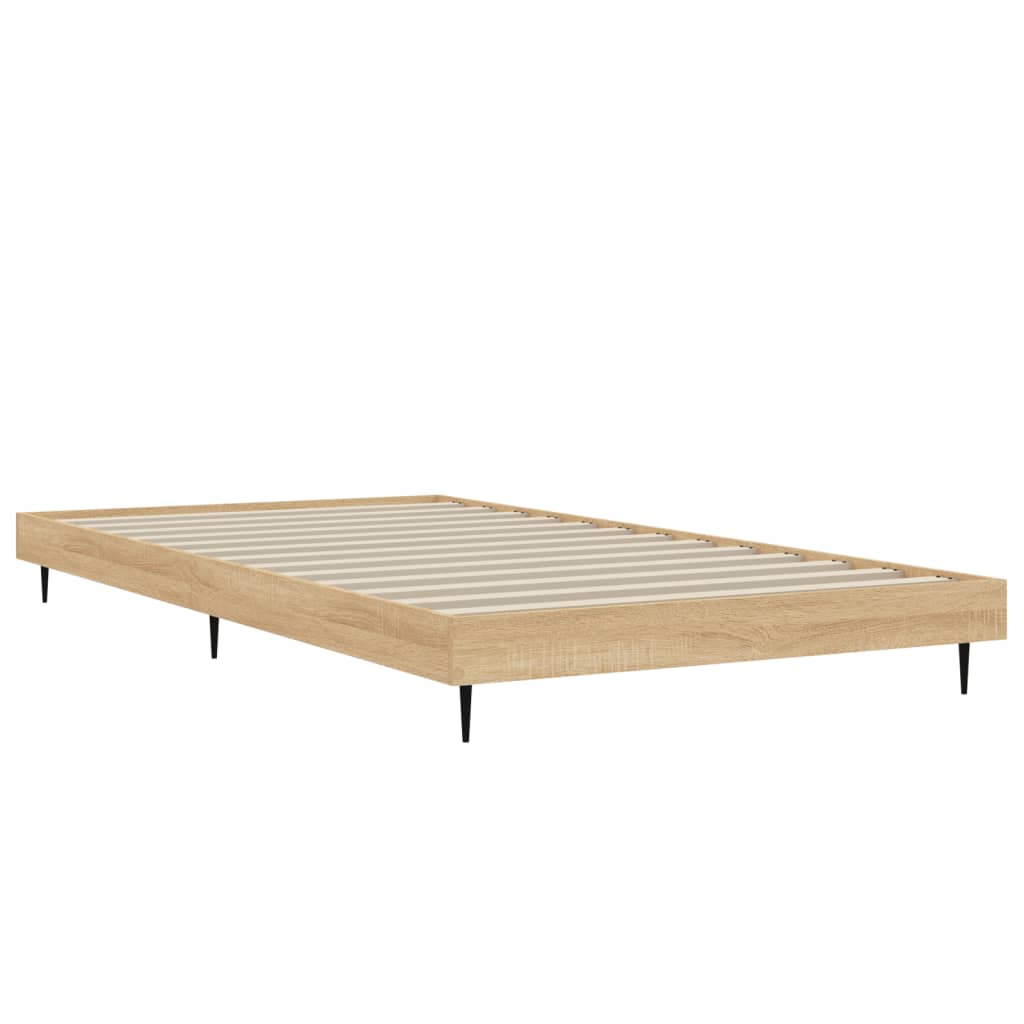 sonoma tölgy színű szerelt fa ágykeret matrac nélkül 100x200 cm