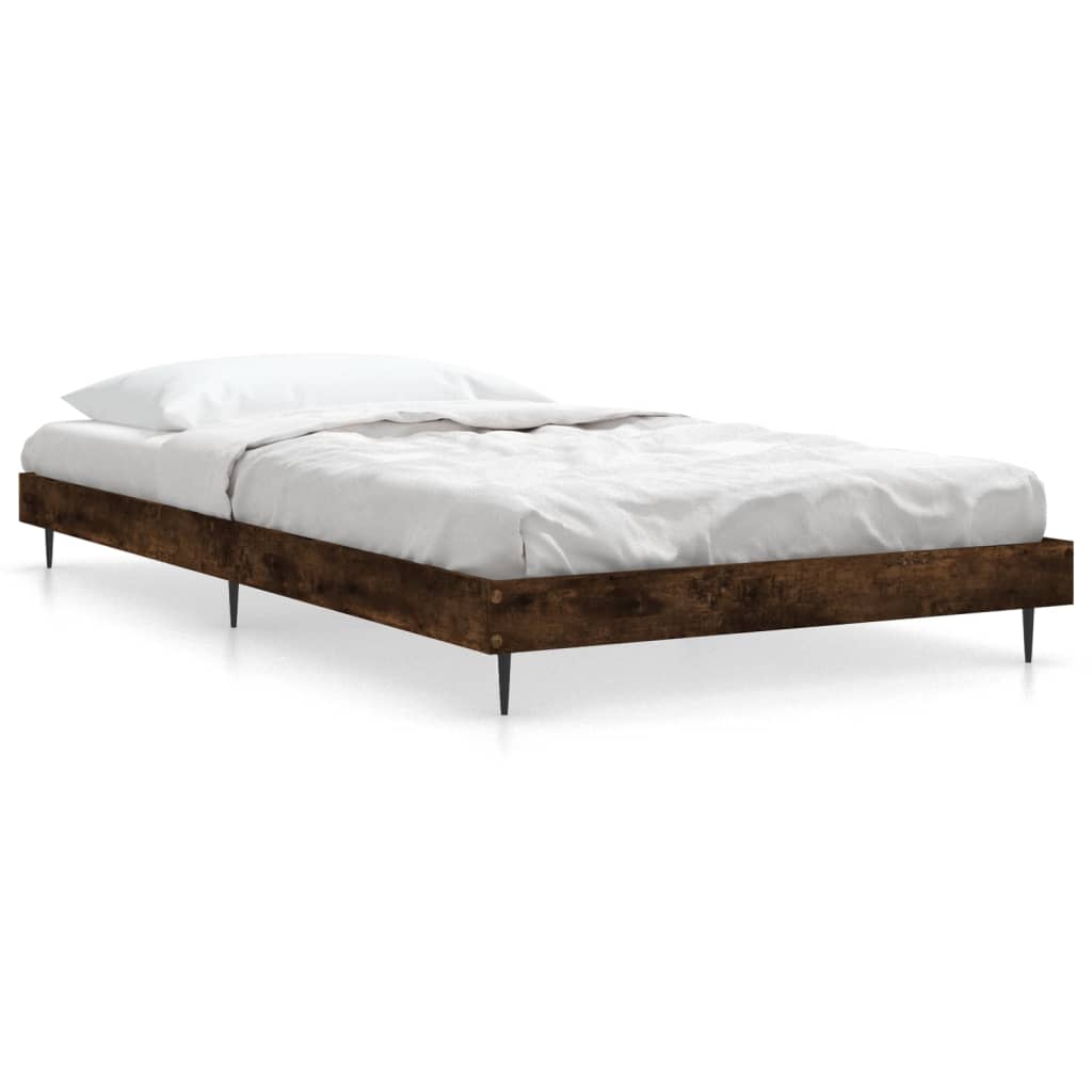 füstös tölgy színű szerelt fa ágykeret matrac nélkül 100x200 cm