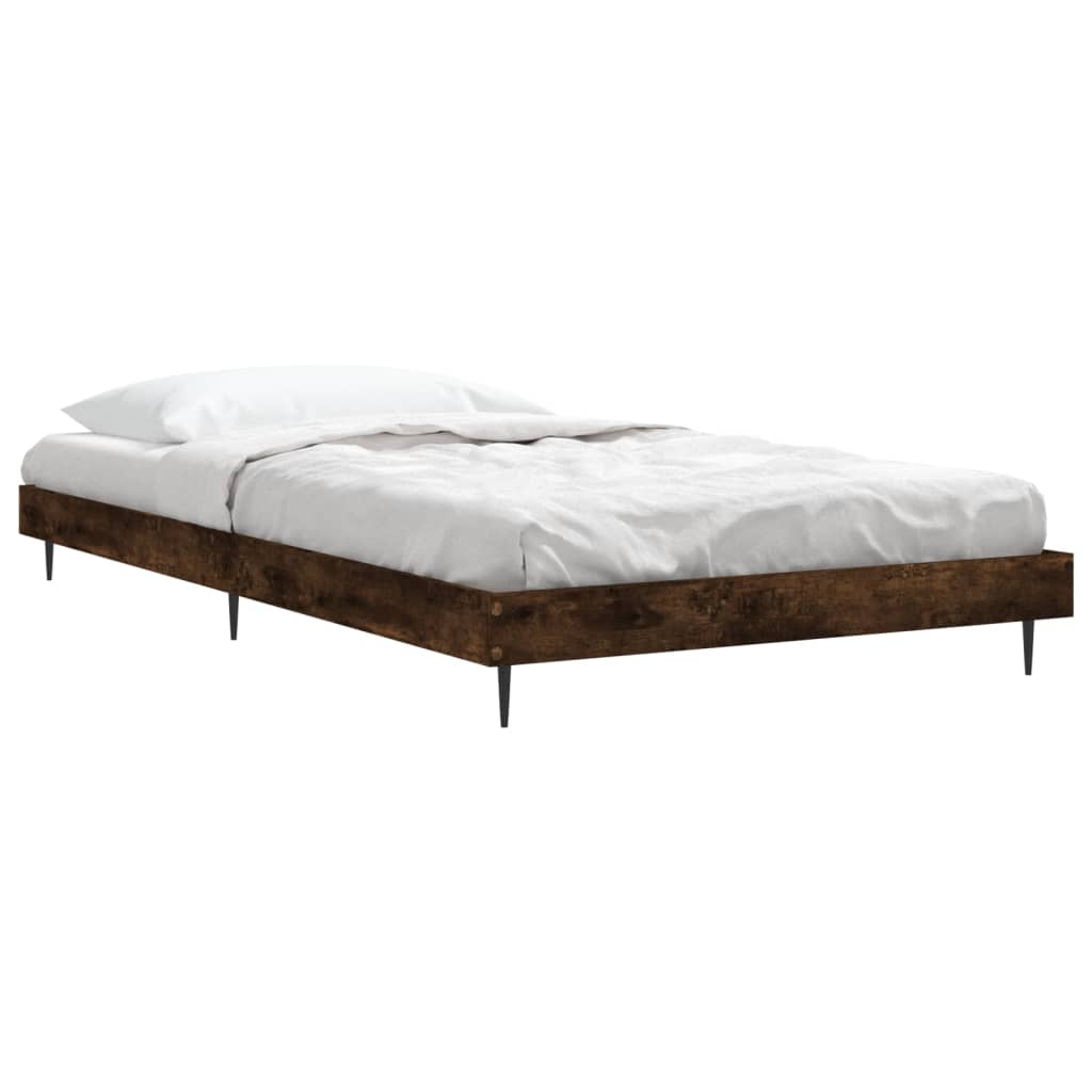 füstös tölgy színű szerelt fa ágykeret matrac nélkül 100x200 cm