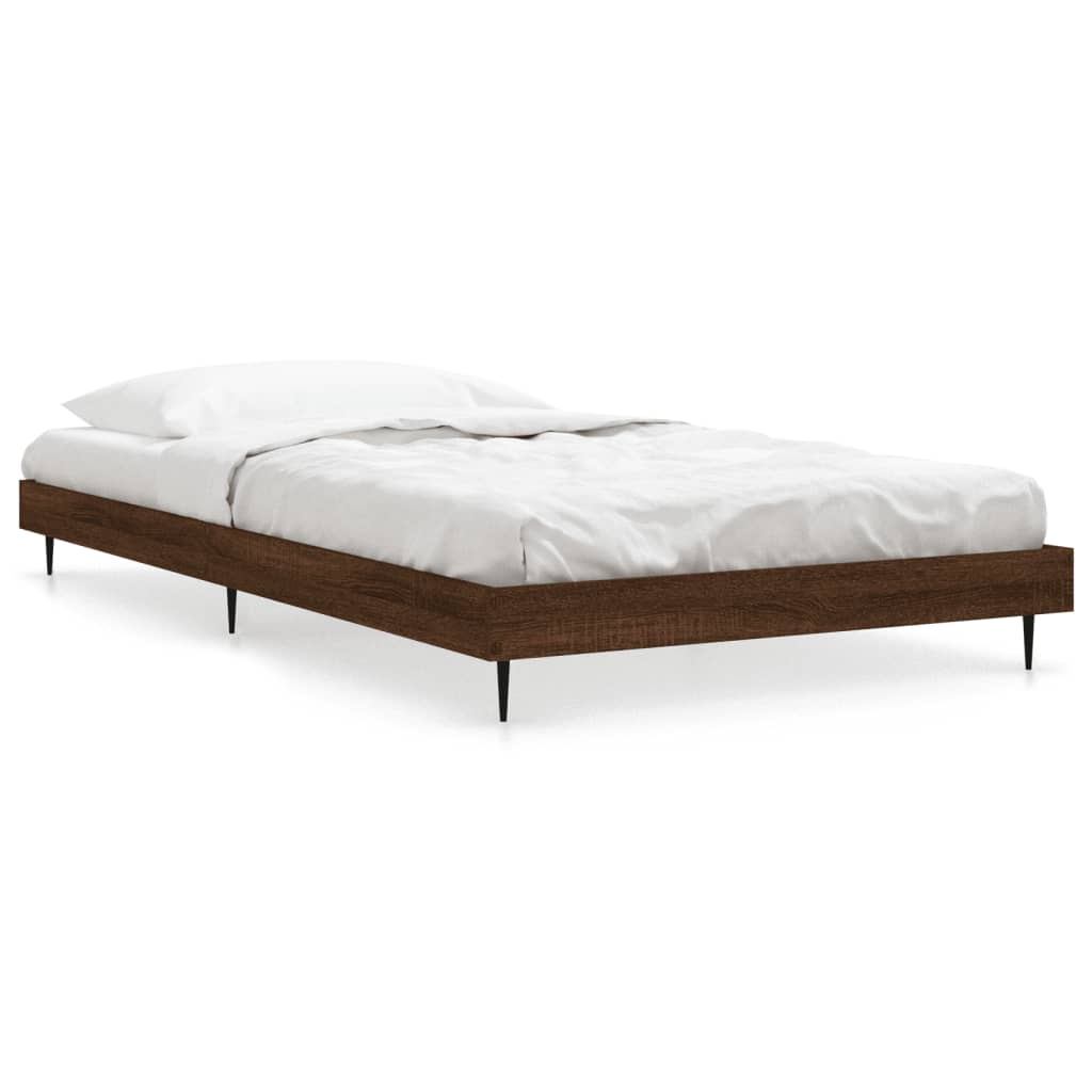 barna tölgy színű szerelt fa ágykeret matrac nélkül 100x200 cm