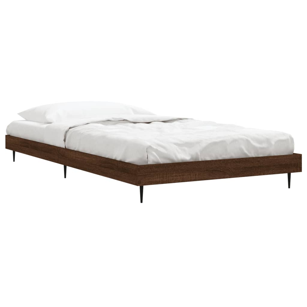 barna tölgy színű szerelt fa ágykeret matrac nélkül 100x200 cm