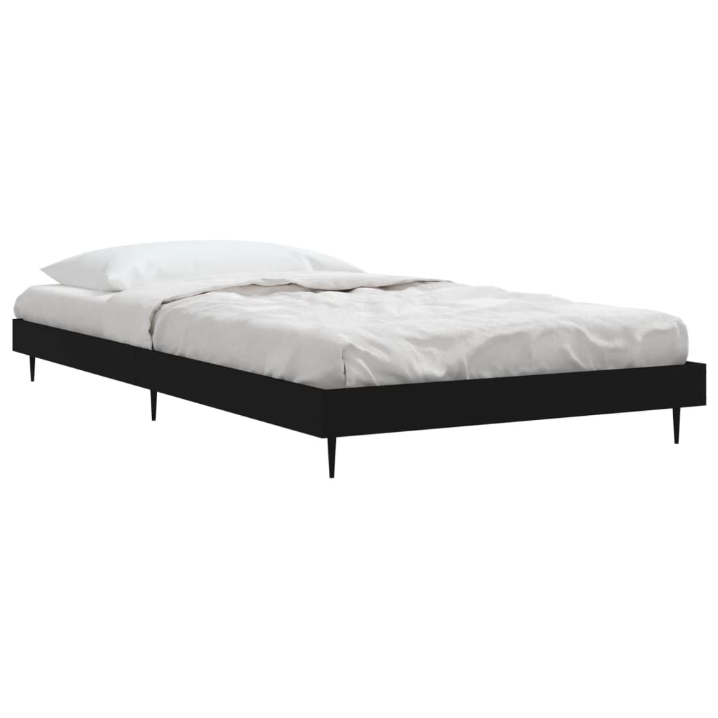 fekete szerelt fa ágykeret 90 x 200 cm