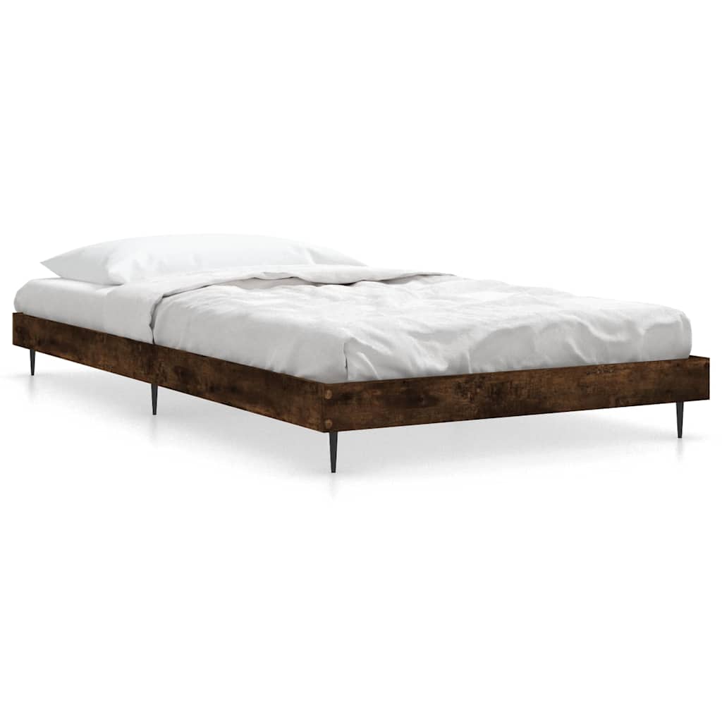 füstös tölgy színű szerelt fa ágykeret matrac nélkül 90x200 cm