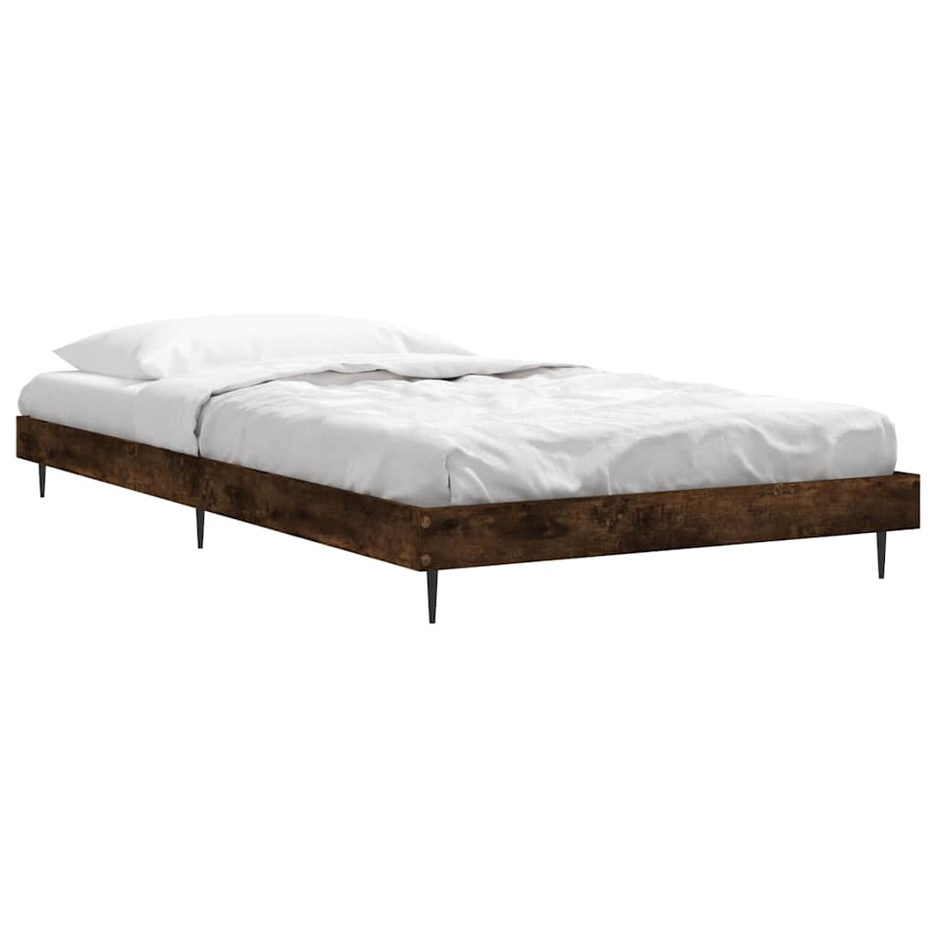 füstös tölgy színű szerelt fa ágykeret matrac nélkül 90x200 cm