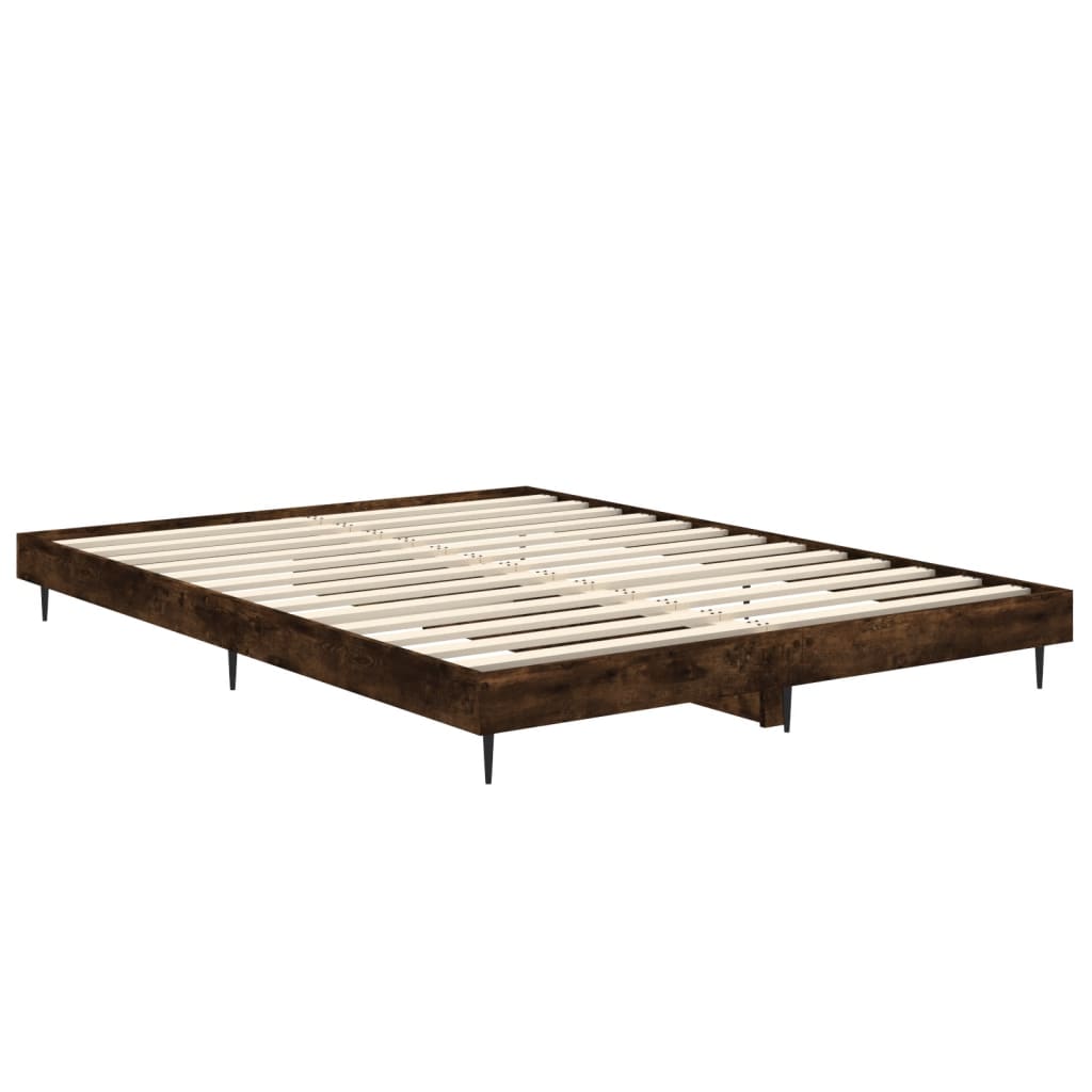 füstös tölgy színű szerelt fa ágykeret matrac nélkül 140x190 cm