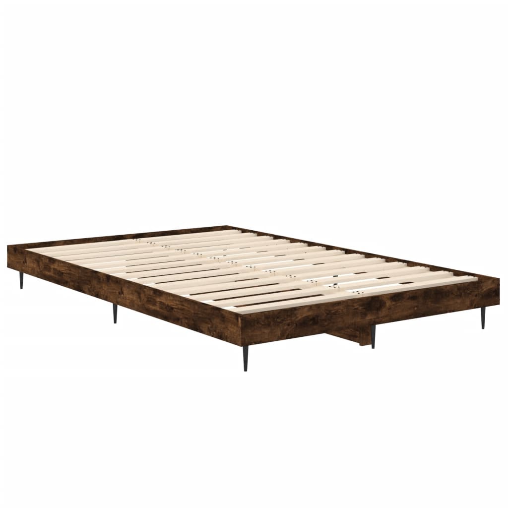 füstös tölgy színű szerelt fa ágykeret matrac nélkül 120x190 cm