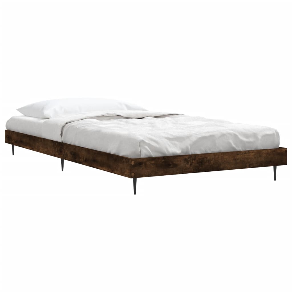 füstös tölgy színű szerelt fa ágykeret matrac nélkül 90x190 cm