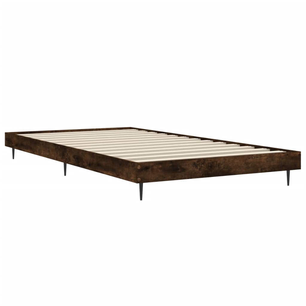 füstös tölgy színű szerelt fa ágykeret matrac nélkül 90x190 cm