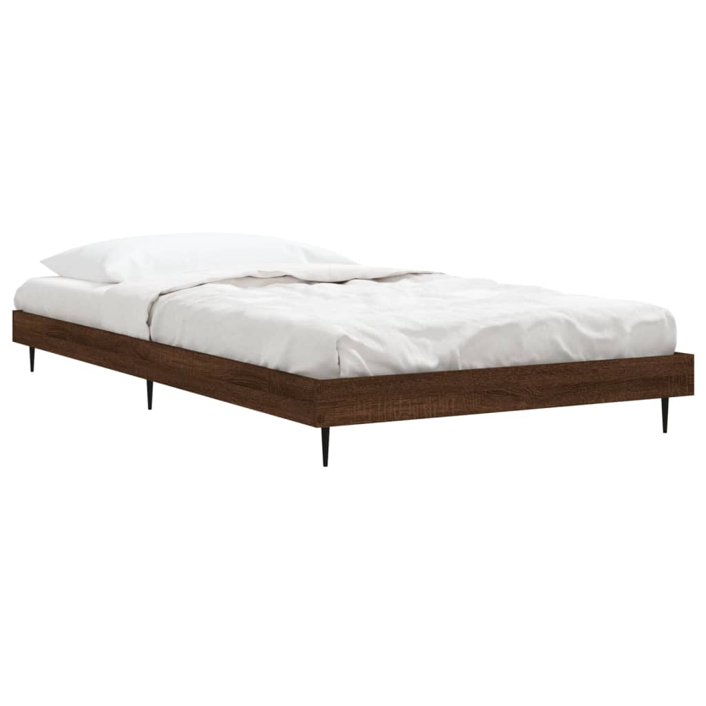 barna tölgy színű szerelt fa ágykeret matrac nélkül 90x190 cm