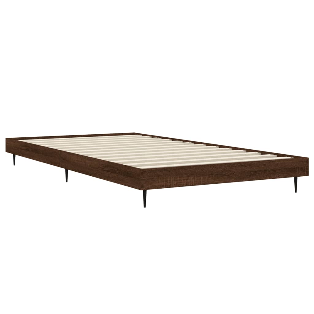 barna tölgy színű szerelt fa ágykeret matrac nélkül 90x190 cm