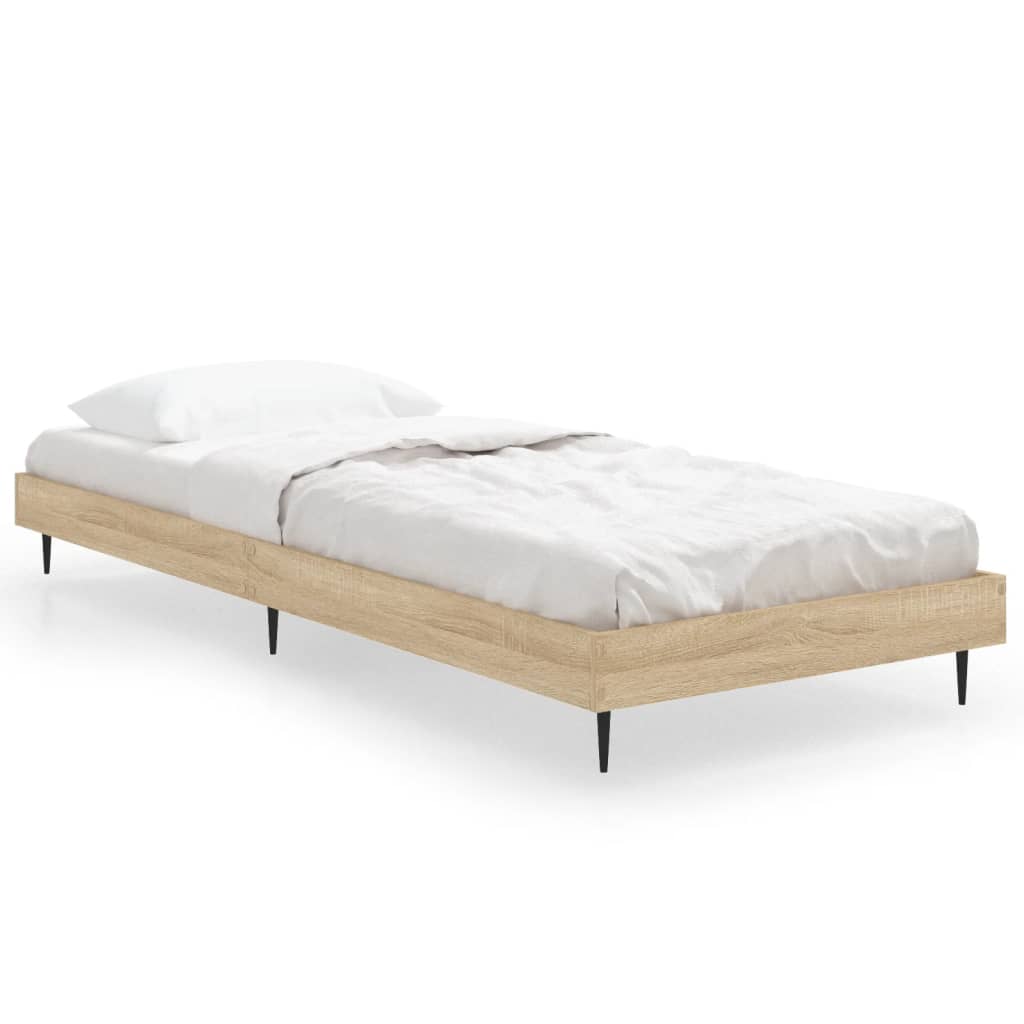 sonoma tölgy színű szerelt fa ágykeret matrac nélkül 75x190 cm