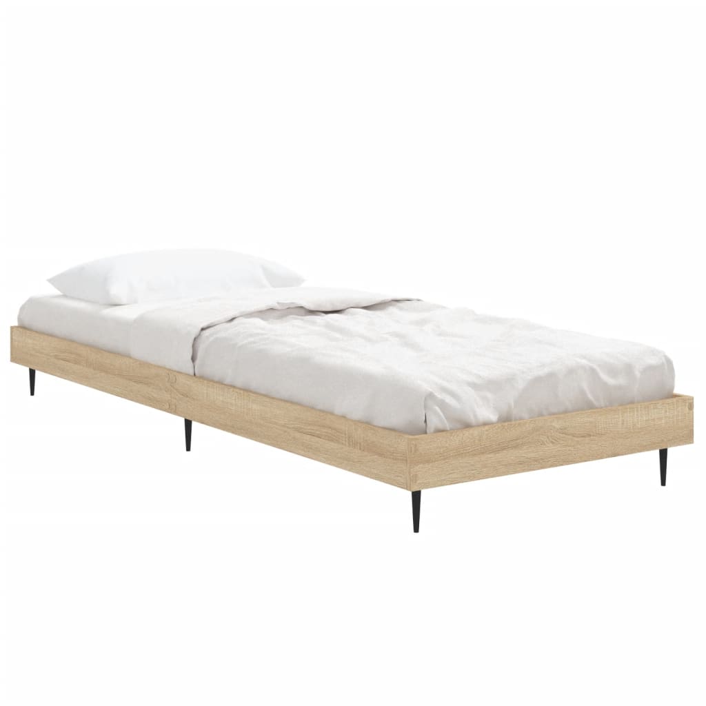 sonoma tölgy színű szerelt fa ágykeret matrac nélkül 75x190 cm