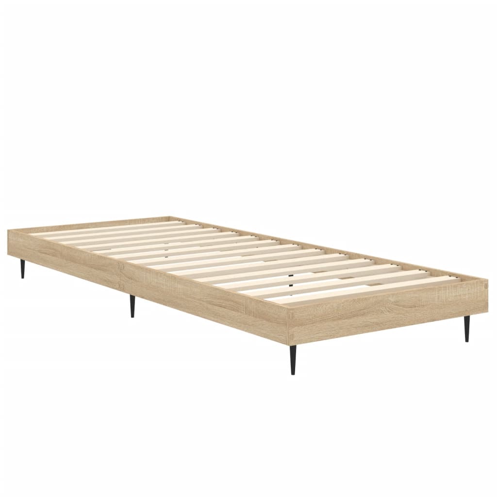 sonoma tölgy színű szerelt fa ágykeret matrac nélkül 75x190 cm