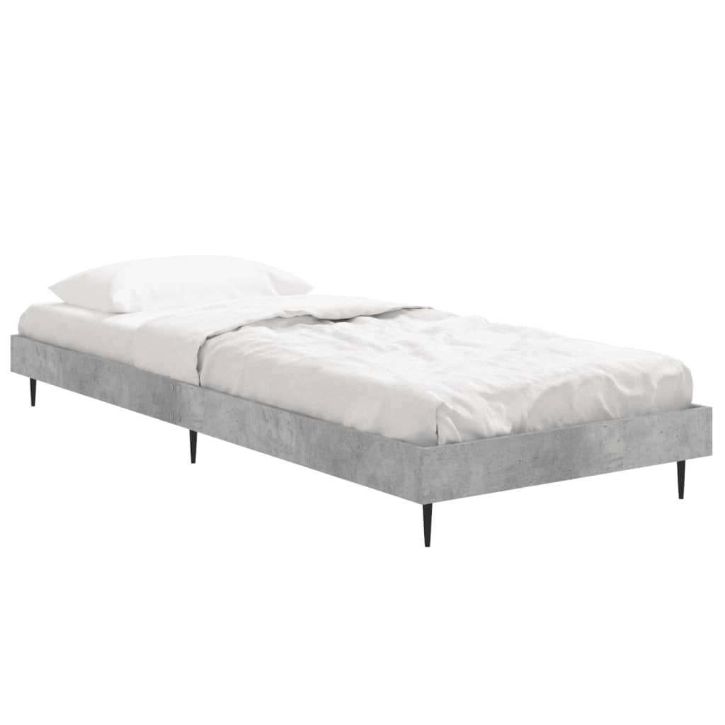 betonszürke szerelt fa ágykeret 75 x 190 cm