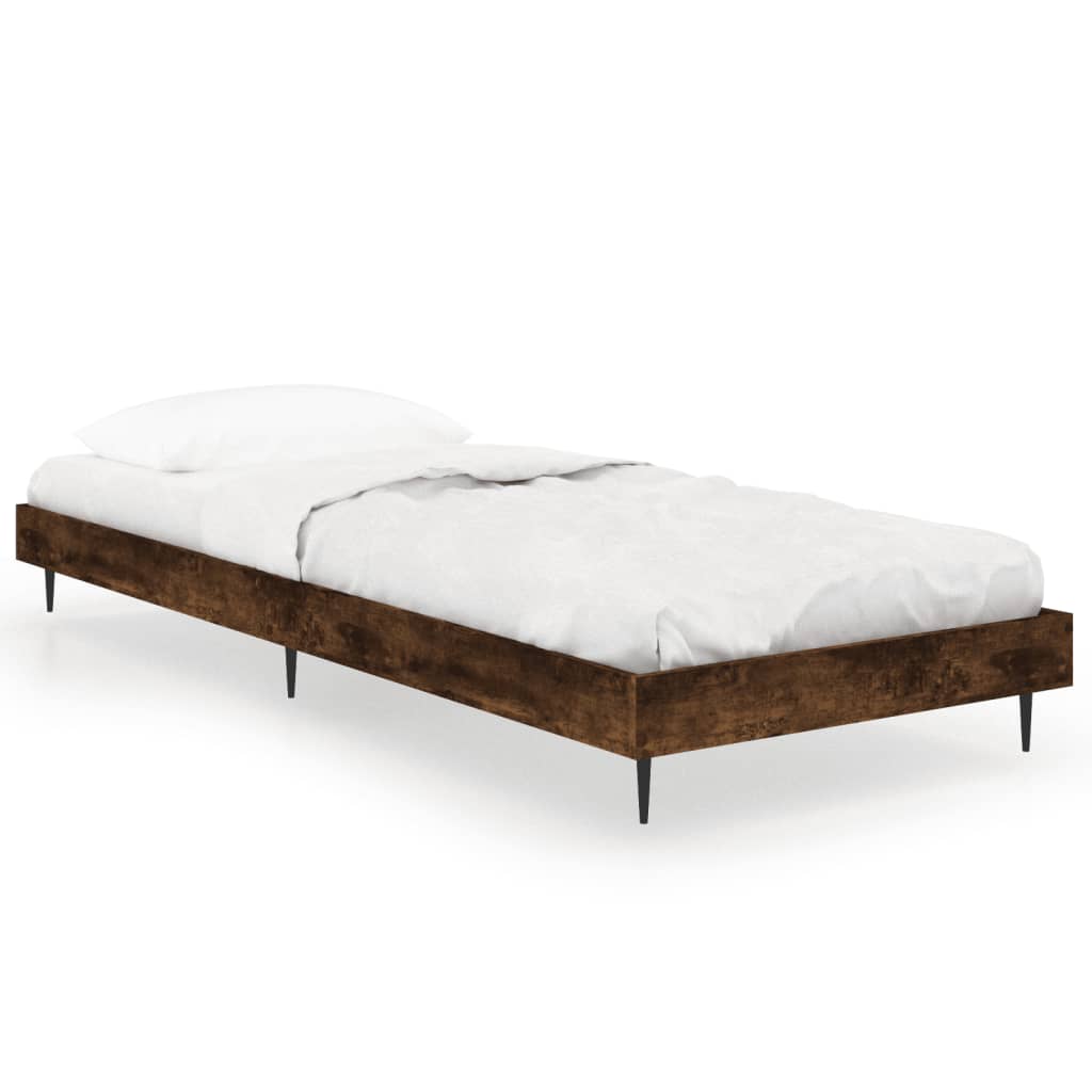 füstös tölgy színű szerelt fa ágykeret matrac nélkül 75x190 cm