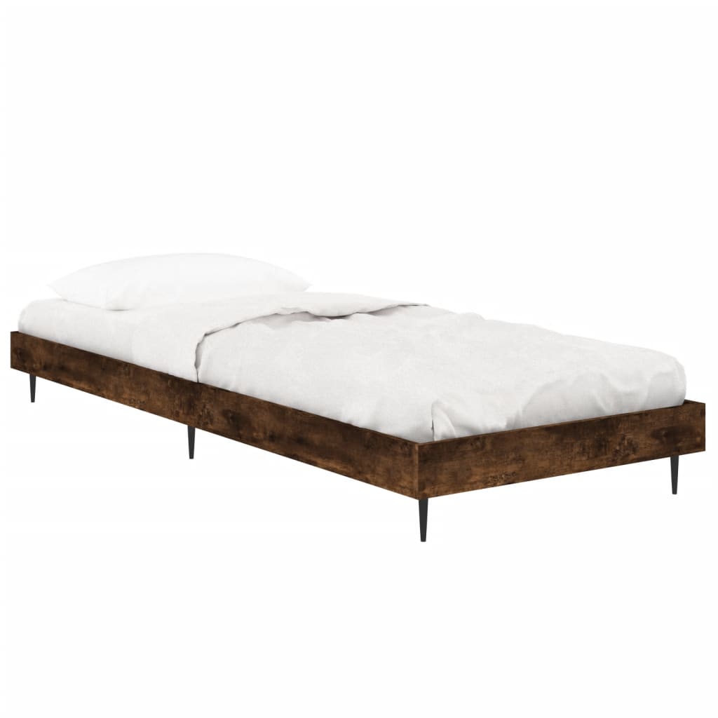 füstös tölgy színű szerelt fa ágykeret matrac nélkül 75x190 cm