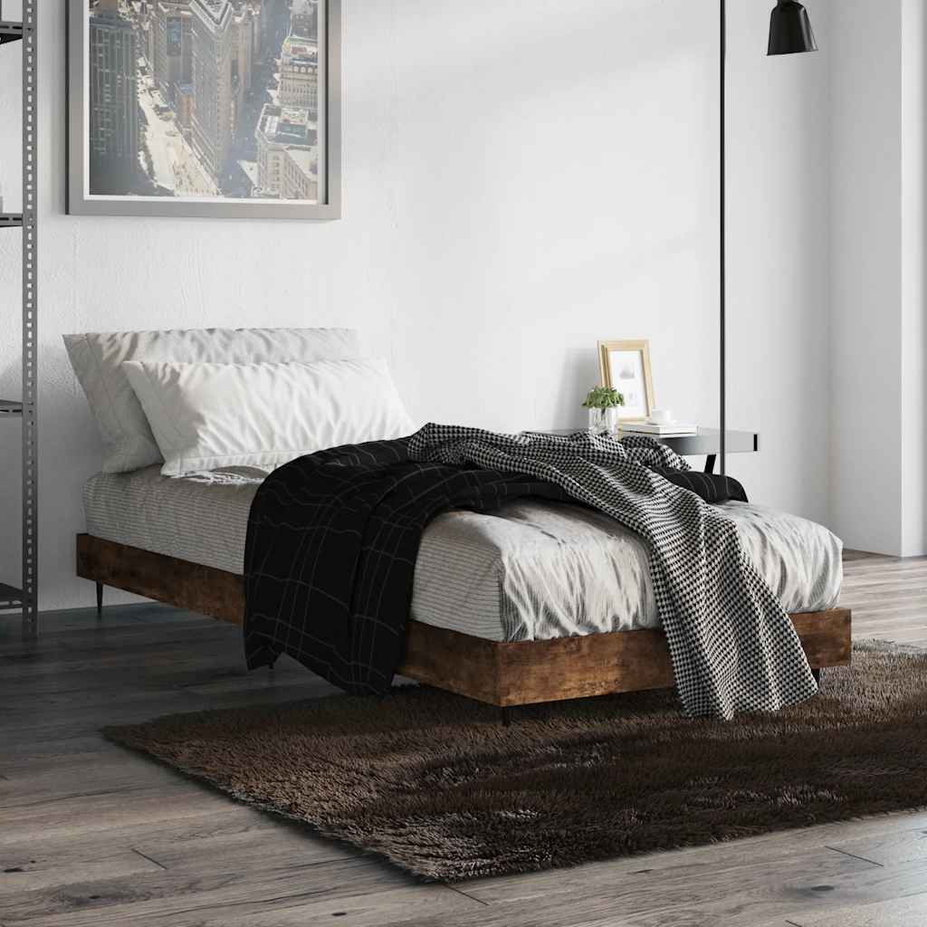 füstös tölgy színű szerelt fa ágykeret matrac nélkül 75x190 cm