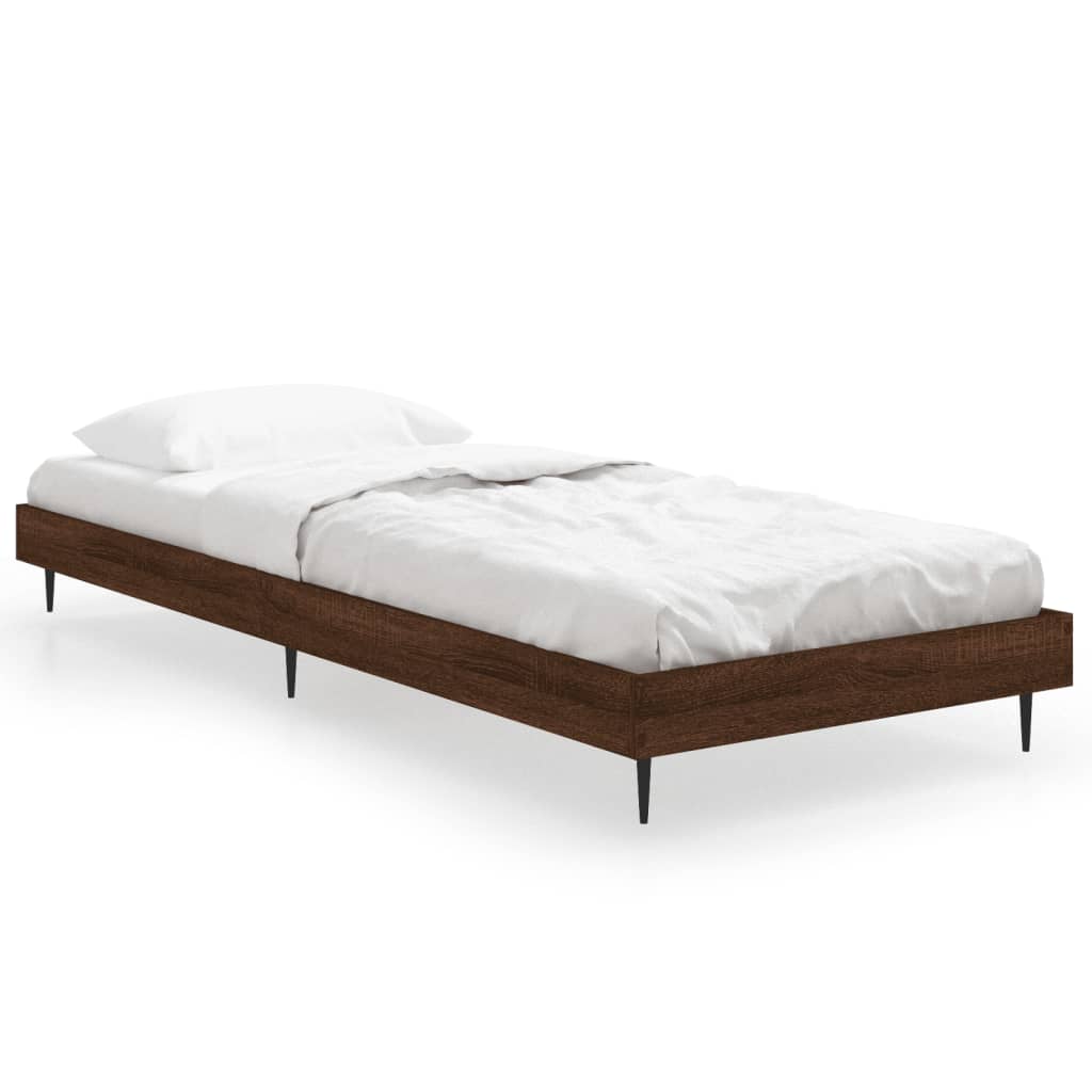 barna tölgy színű szerelt fa ágykeret matrac nélkül 75x190 cm