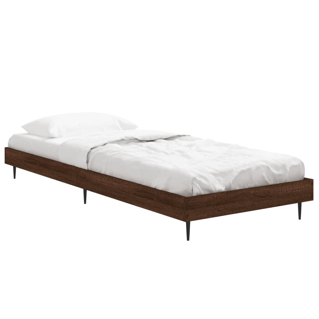 barna tölgy színű szerelt fa ágykeret matrac nélkül 75x190 cm