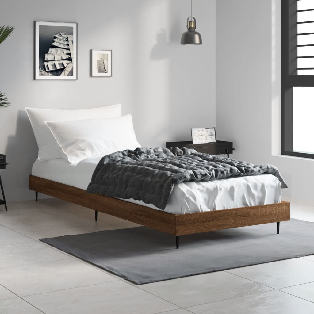 barna tölgy színű szerelt fa ágykeret matrac nélkül 75x190 cm