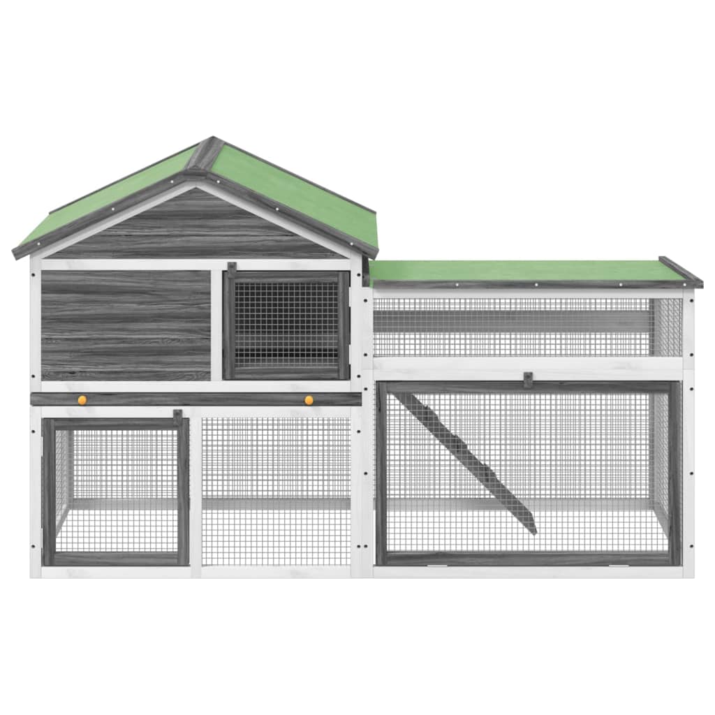 szürke tömör fenyőfa nyúlketrec 185,5 x 60,5 x 109,5 cm
