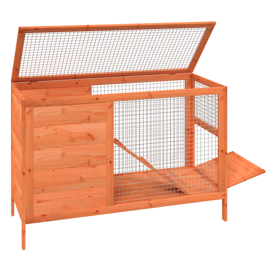 barna tömör fenyőfa nyúlketrec 103 x 44 x 69,5 cm