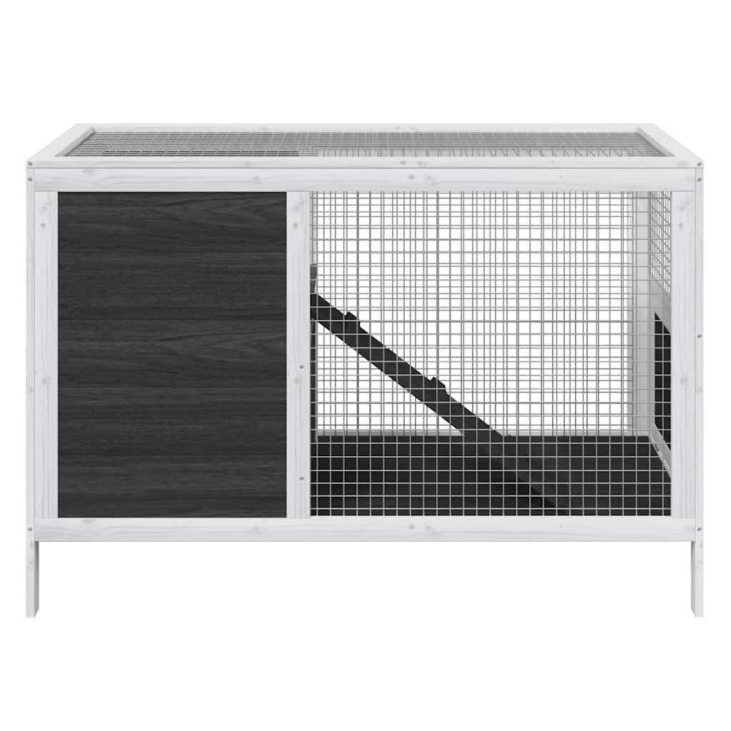 szürke tömör fenyőfa nyúlketrec 103 x 44 x 69,5 cm