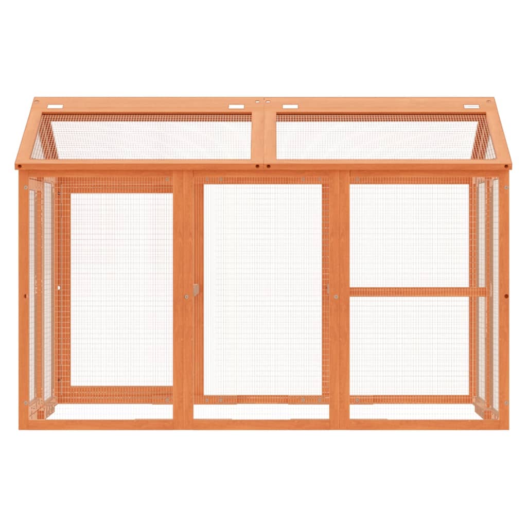 barna tömör fenyőfa futtatóketrec 141 x 94 x 104 cm