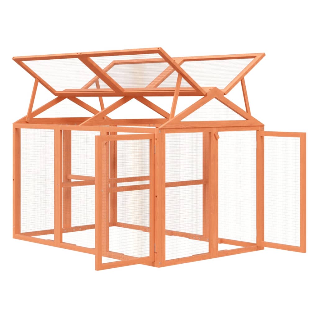 barna tömör fenyőfa futtatóketrec 141 x 94 x 104 cm