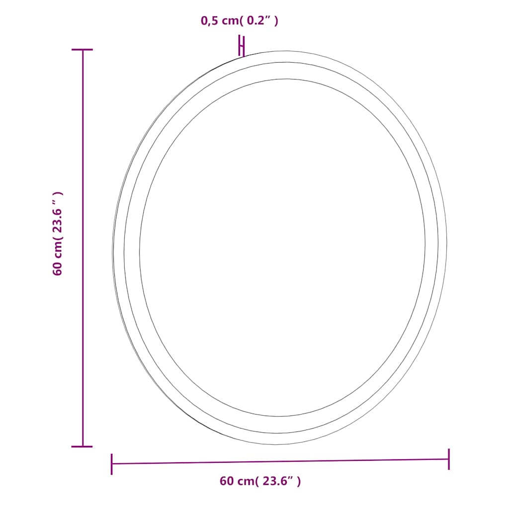 kerek LED-es fürdőszobai tükör 60 cm