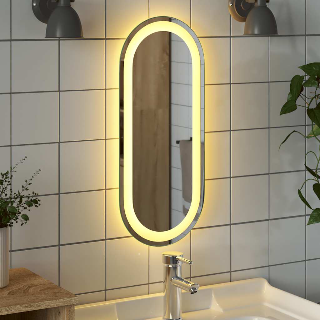 ovális LED-es fürdőszobai tükör 60 x 25 cm