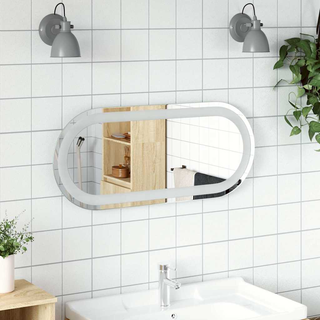 ovális LED-es fürdőszobai tükör 70 x 30 cm