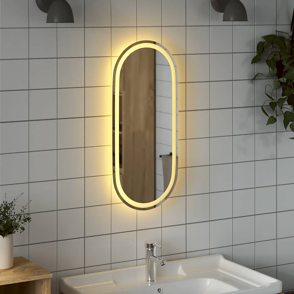 ovális LED-es fürdőszobai tükör 80 x 35 cm